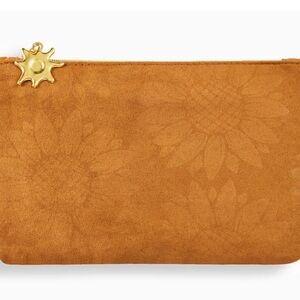 Sunflower Embossed Tan Cosmetic Bag
